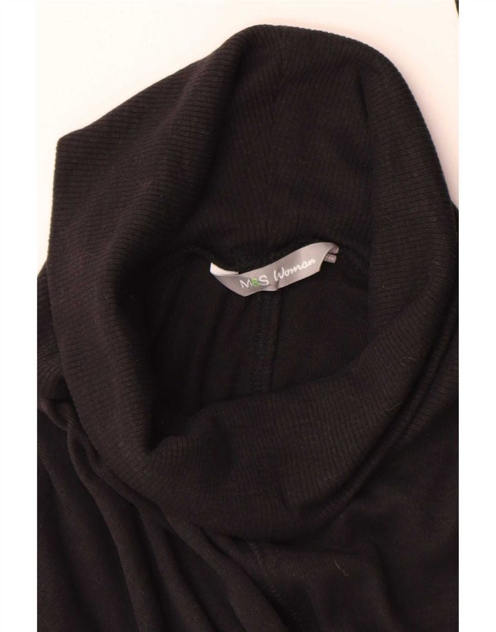 Marks & Spencer Dame Longline Roll Neck Jumper Sweater UK 10 Small Black