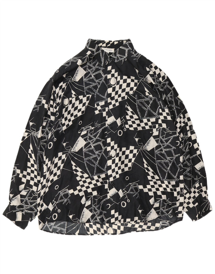 VINTAGE Herreskjorte XL Sort Geometrisk Silke