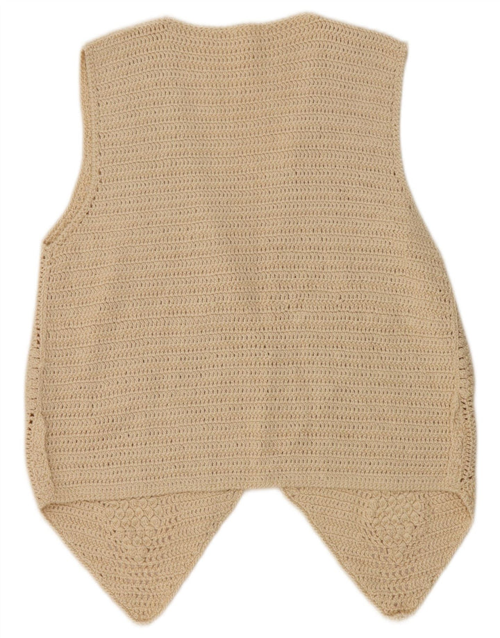 Vintage hæklet vest til kvinder UK 10 Small Beige