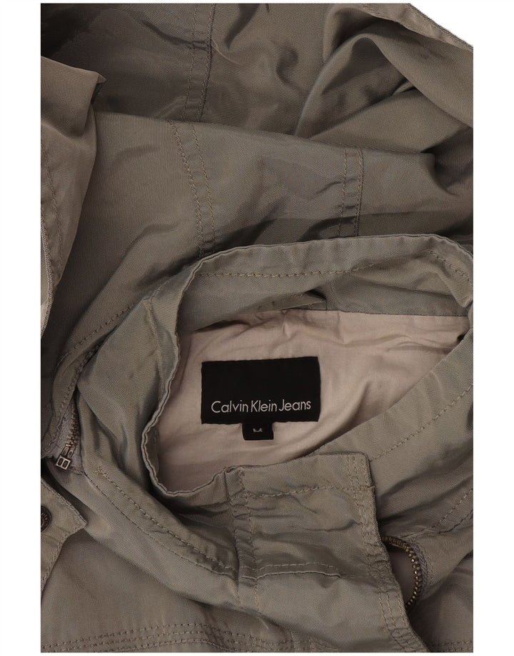Calvin Klein Jeans Dame Hooded Utility Jacket UK 14 Medium Grey