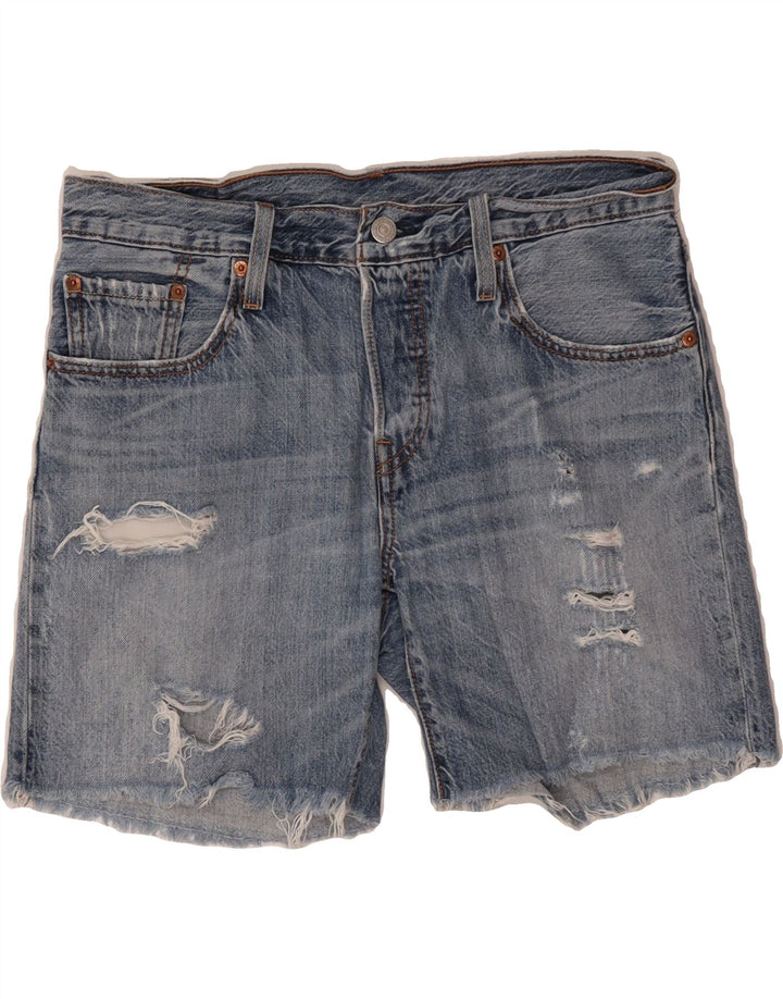 LEVI'S Womens 501 Distressed Denim Shorts W26 Small Blue Cotton Vintage Levi's and Second-Hand Levi's from Messina Hembry 