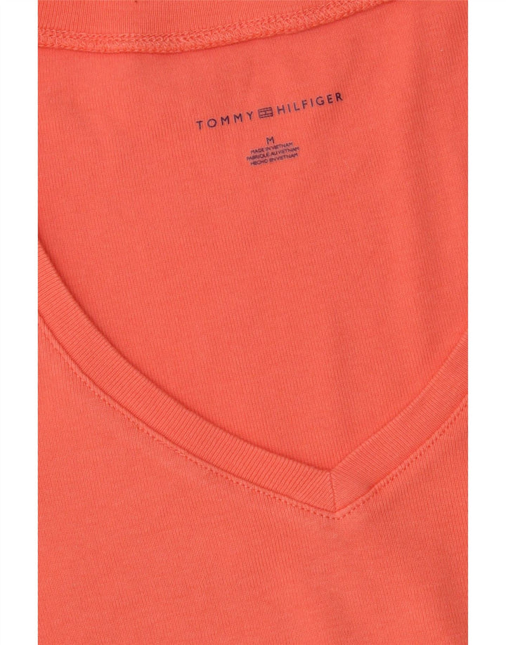 TOMMY HILFIGER Womens T-Shirt Top UK 12  Medium Red Cotton Vintage Tommy Hilfiger and Second-Hand Tommy Hilfiger from Messina Hembry 
