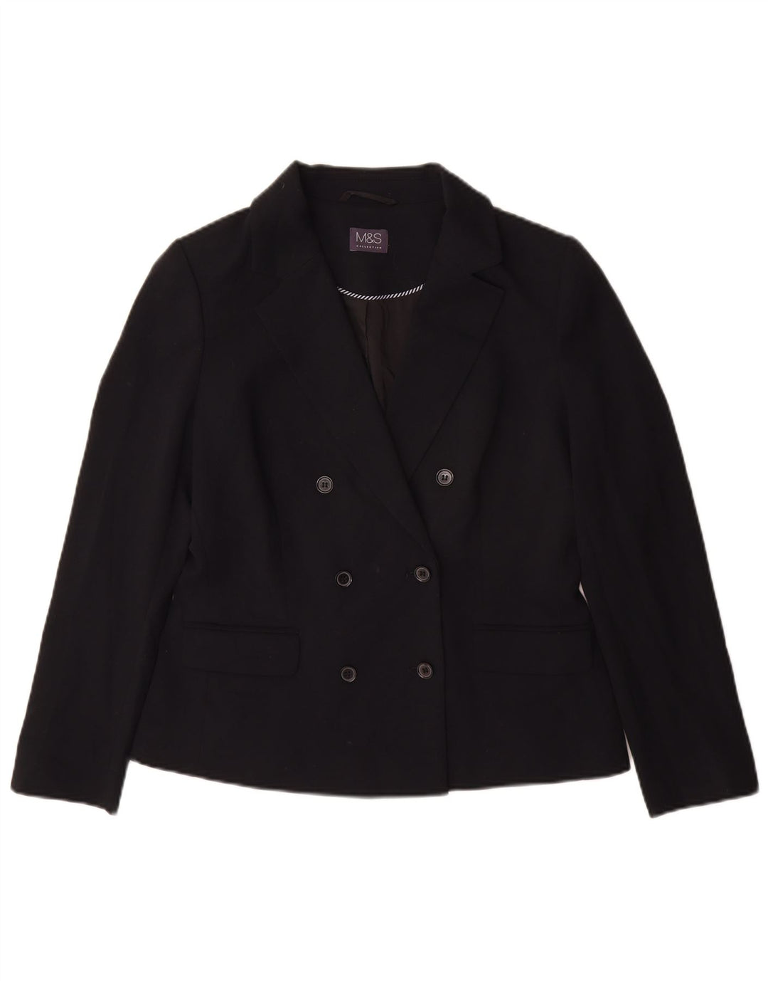 Marks & Spencer Dame Dobbeltradet Blazer Jacket UK 10 Small Black
