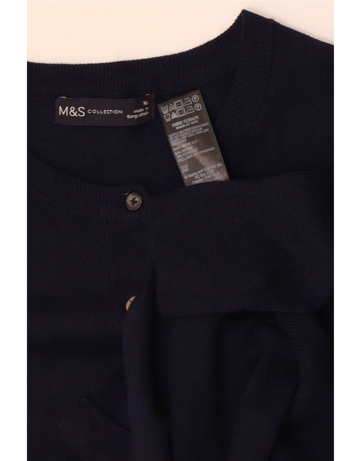 Marks & Spencer Dame Cardigan Sweater UK 16 Large Navy Blue Viscose