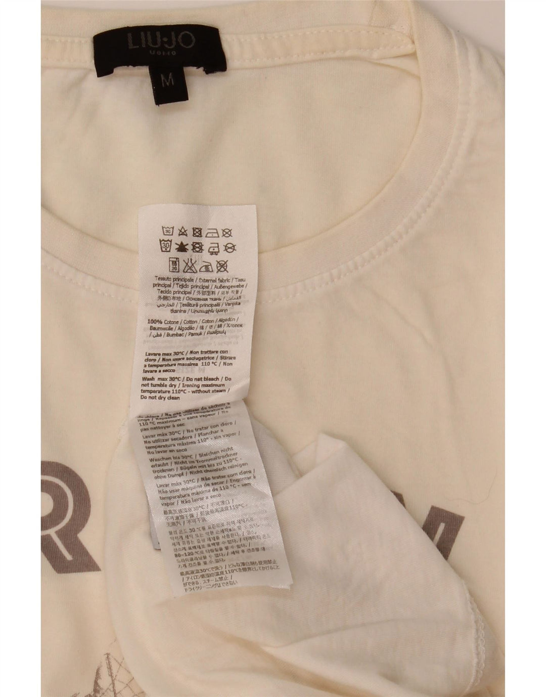 Liu Jo Herre grafisk T-shirt Top Medium Hvid Bomuld