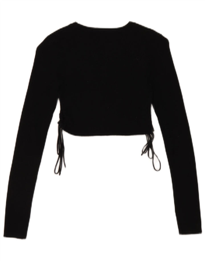 Zara Dame Crop Top Langærmet UK 8 Lille Sort