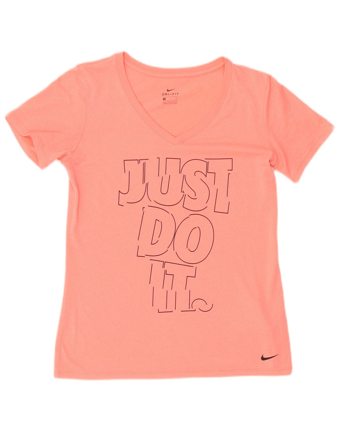 Nike Dame Dri Fit Grafisk T-Shirt Top UK 10 Lille Pink Polyester