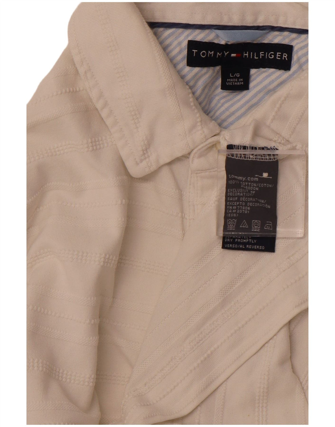 TOMMY HILFIGER Poloshirt til mænd Stor hvid stribet bomuld
