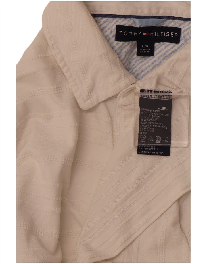TOMMY HILFIGER Poloshirt til mænd Stor hvid stribet bomuld