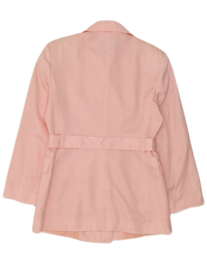 Benetton Dame Dobbeltradet Blazer Jacket UK 14 Medium Pink Polyester