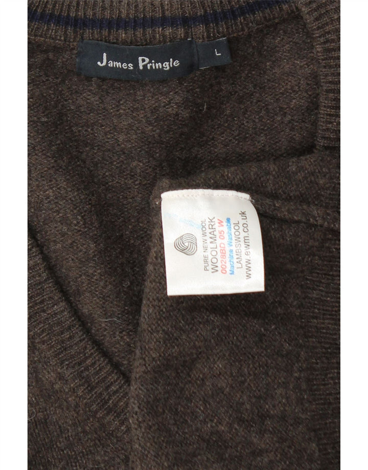 James Pringle Herre V-hals sweater Stor brun lammeuld