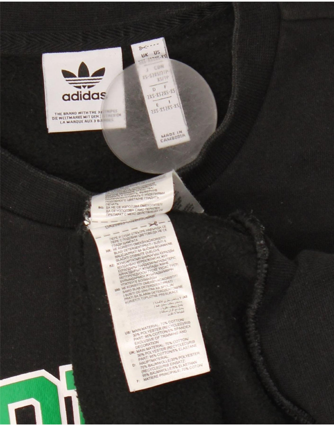 Adidas Herre Grafisk Oversized Sweatshirt Jumper 2XS Sort Bomuld