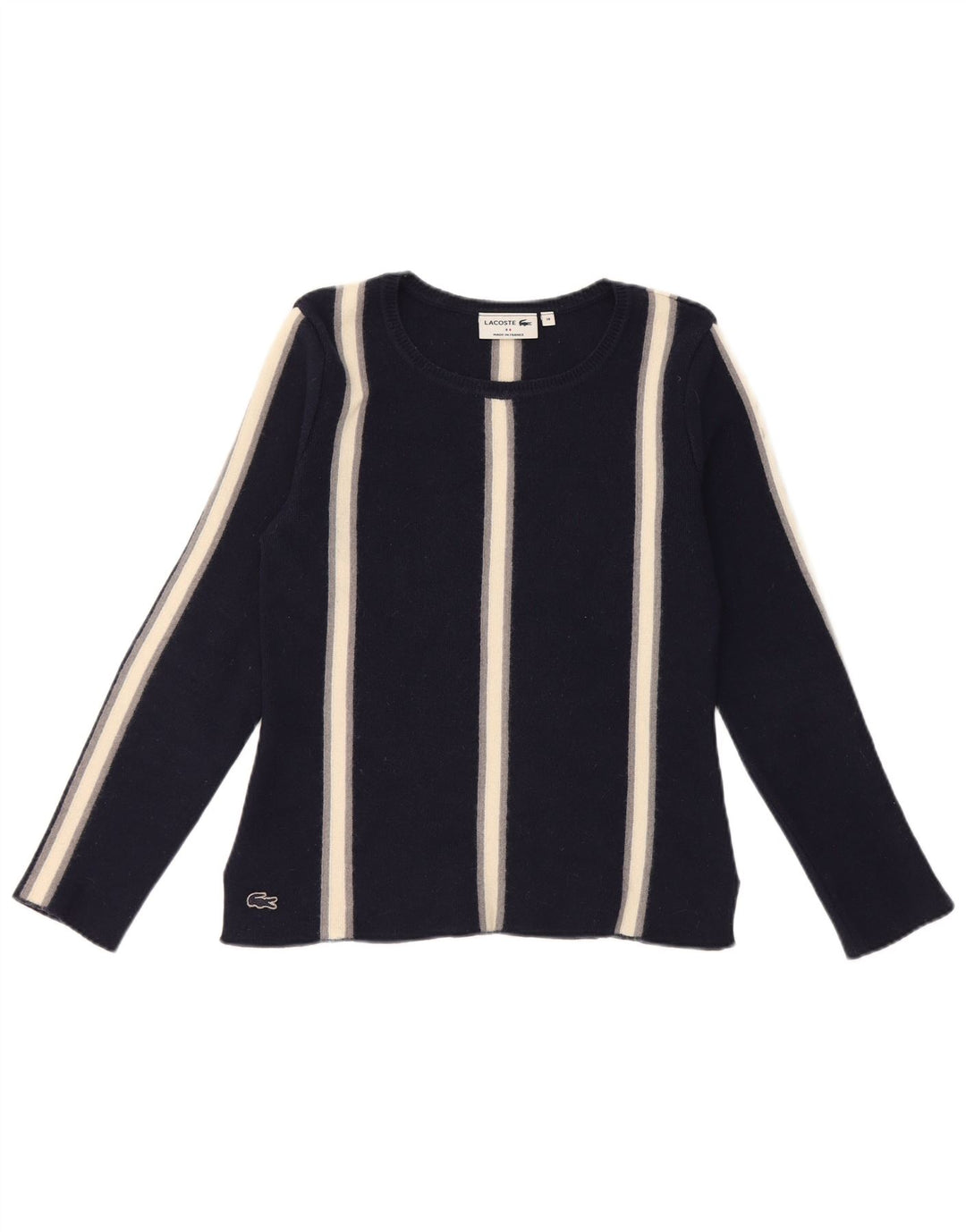 Lacoste Dame Boat Neck Jumper Sweater Størrelse 38 Mellem marineblå stribet