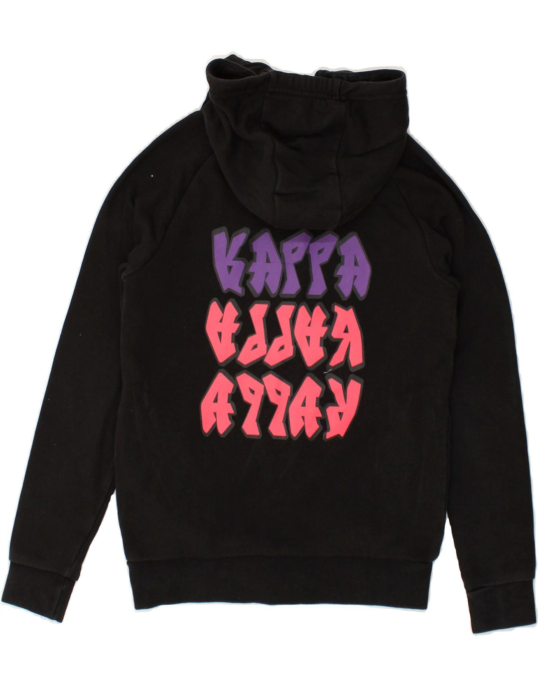 KAPPA Girls Graphic Zip Hoodie Sweater 9-10 Years Black Cotton | Vintage Kappa | Thrift | Second-Hand Kappa | Used Clothing | Messina Hembry 