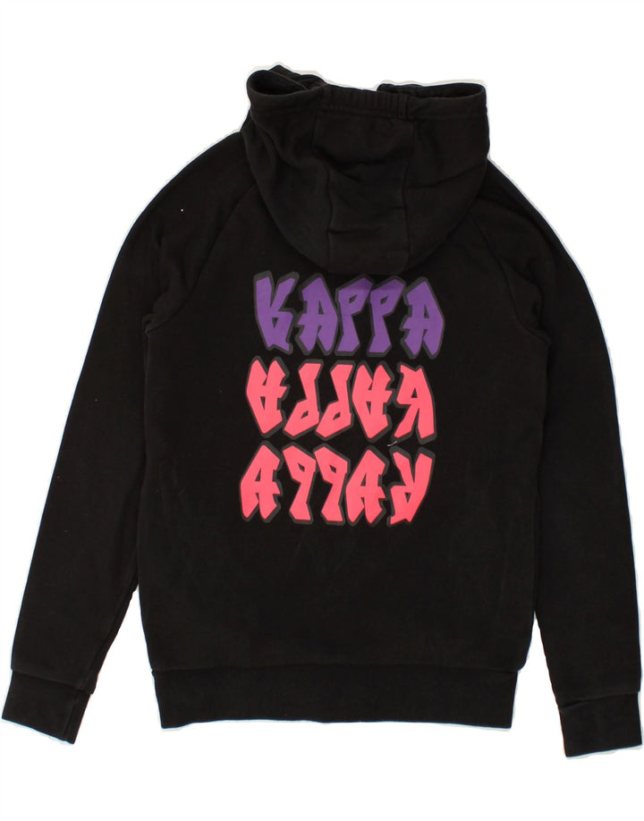 KAPPA Girls Graphic Zip Hoodie Sweater 9-10 Years Black Cotton | Vintage Kappa | Thrift | Second-Hand Kappa | Used Clothing | Messina Hembry 