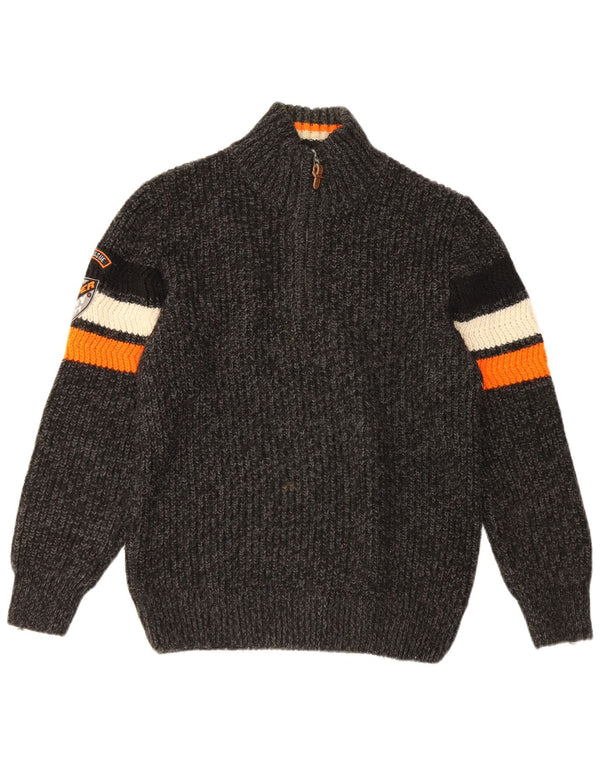 Superdry trøje med lynlås til mænd 2XL grå stribet akryl