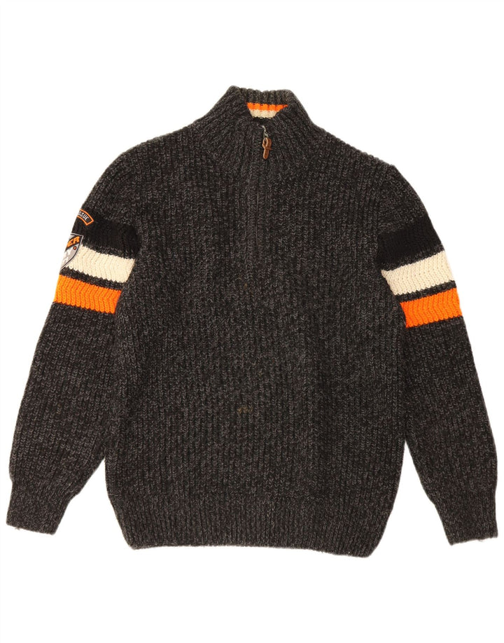Superdry trøje med lynlås til mænd 2XL grå stribet akryl