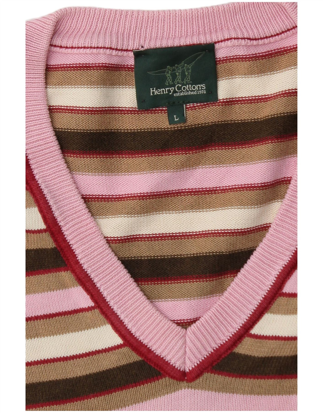 Henry s Dame V-hals sweater UK 16 Stor flerfarvet stribet