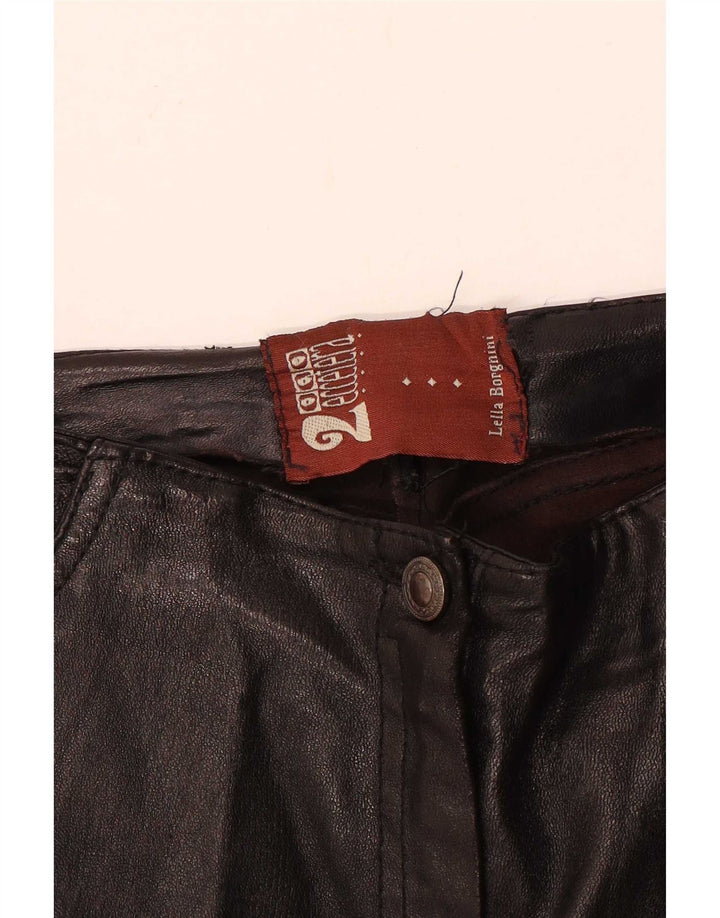 Vintage Dame Flare Læderbukser W28 L30 Sort