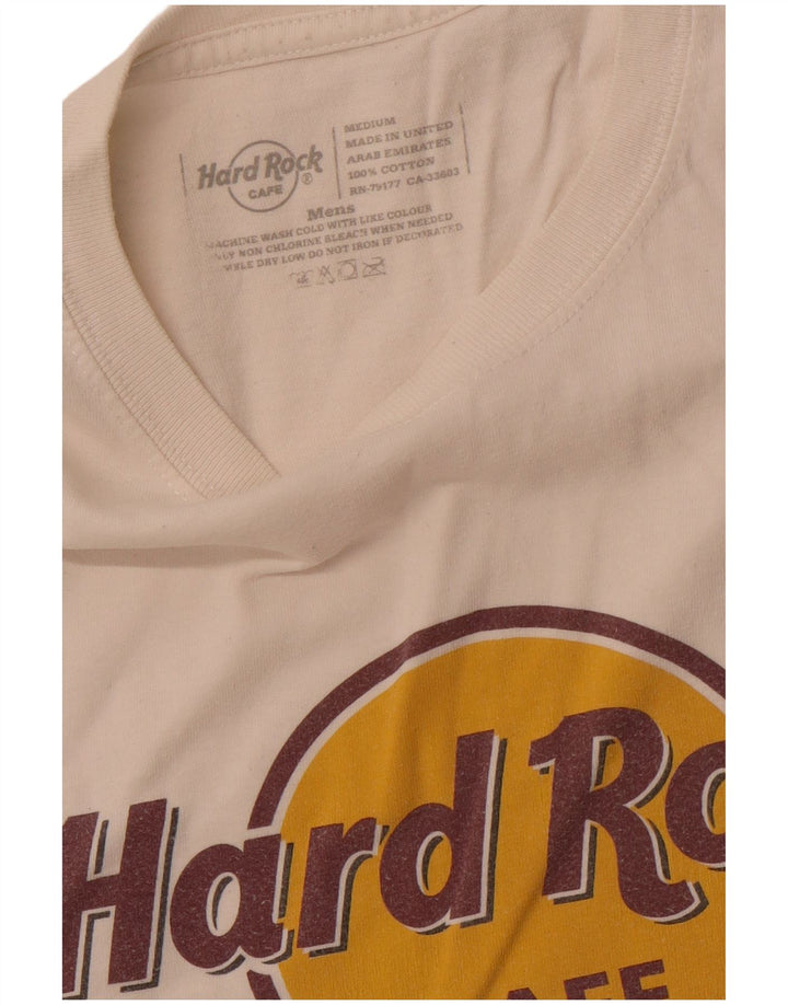 HARD ROCK CAFE Herre Roma Grafisk T-shirt Top Medium Off White Bomuld