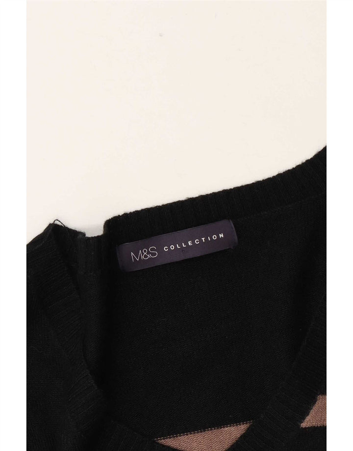 Marks & Spencer Dame V-hals sweater UK 16 Stor sort stribet