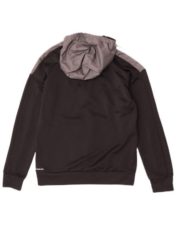 Adidas Boys Aeroready Hættetrøje med lynlås 13-14 år Sort Colourblock