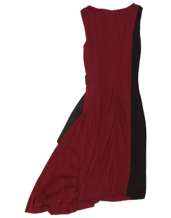 Karen Millen Dame Asymmetrisk Kjole UK 6 XS Burgundy Colourblock