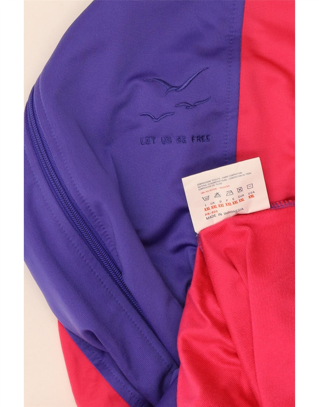 Vintage træningsdragt til mænd Topjakke 2XL Rød Colourblock Polyester