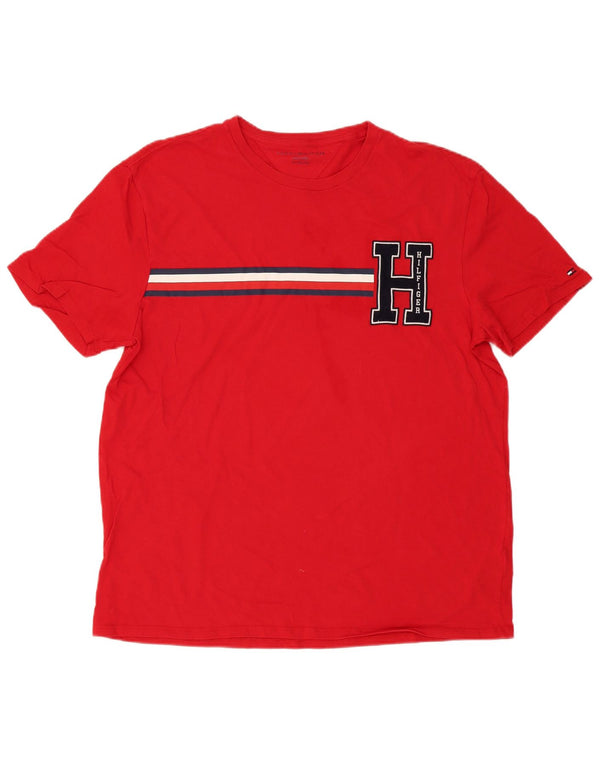 Tommy Hilfiger Herre Grafisk T-Shirt Top XL Rød Bomuld