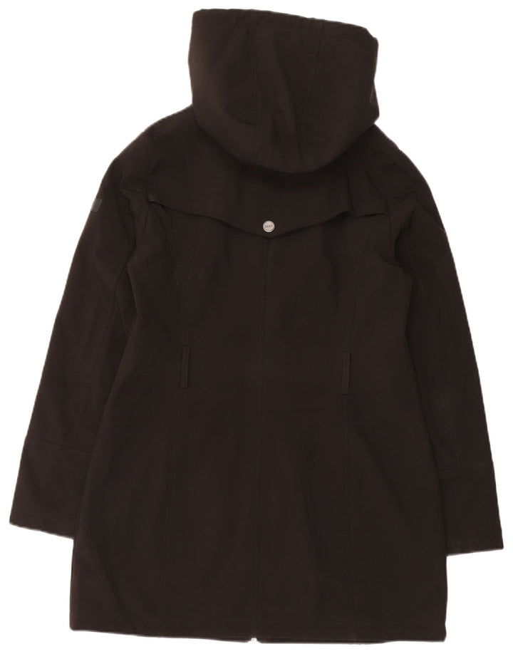 Dkny Dame Hætte Oversized Windbreaker Coat UK 10 Small Black Polyester