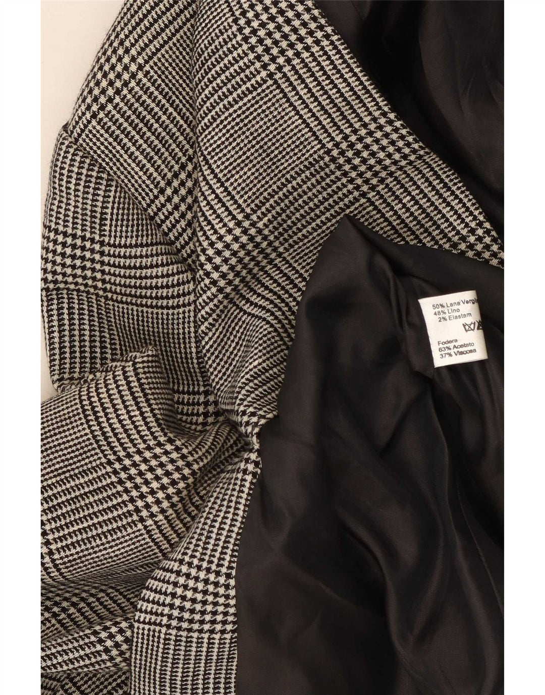 Luisa Spagnoli Dame 3-knaps blazerjakke IT 46 Large Grå Houndstooth