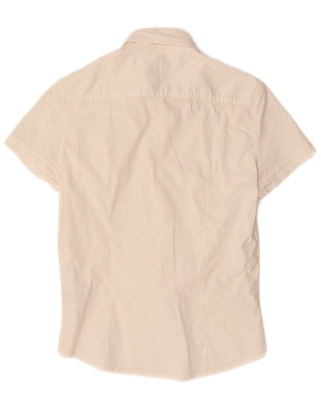 HENRY COTTONS Womens Short Sleeve Shirt IT 42 Medium White Cotton
