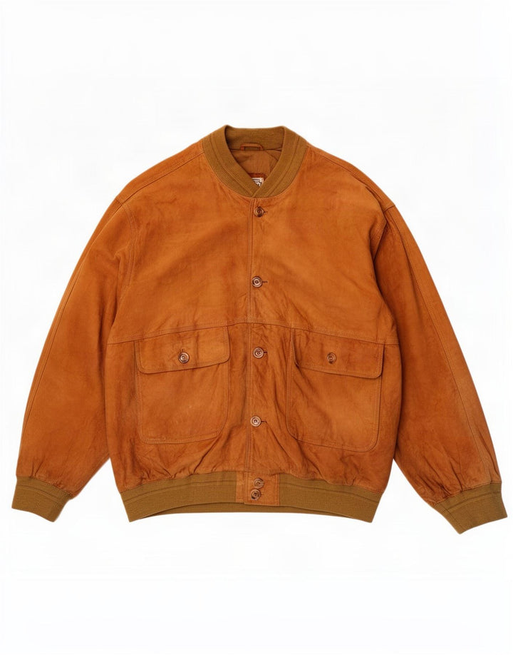 Vintage herre ruskind bomberjakke IT 56 3XL brunt læder