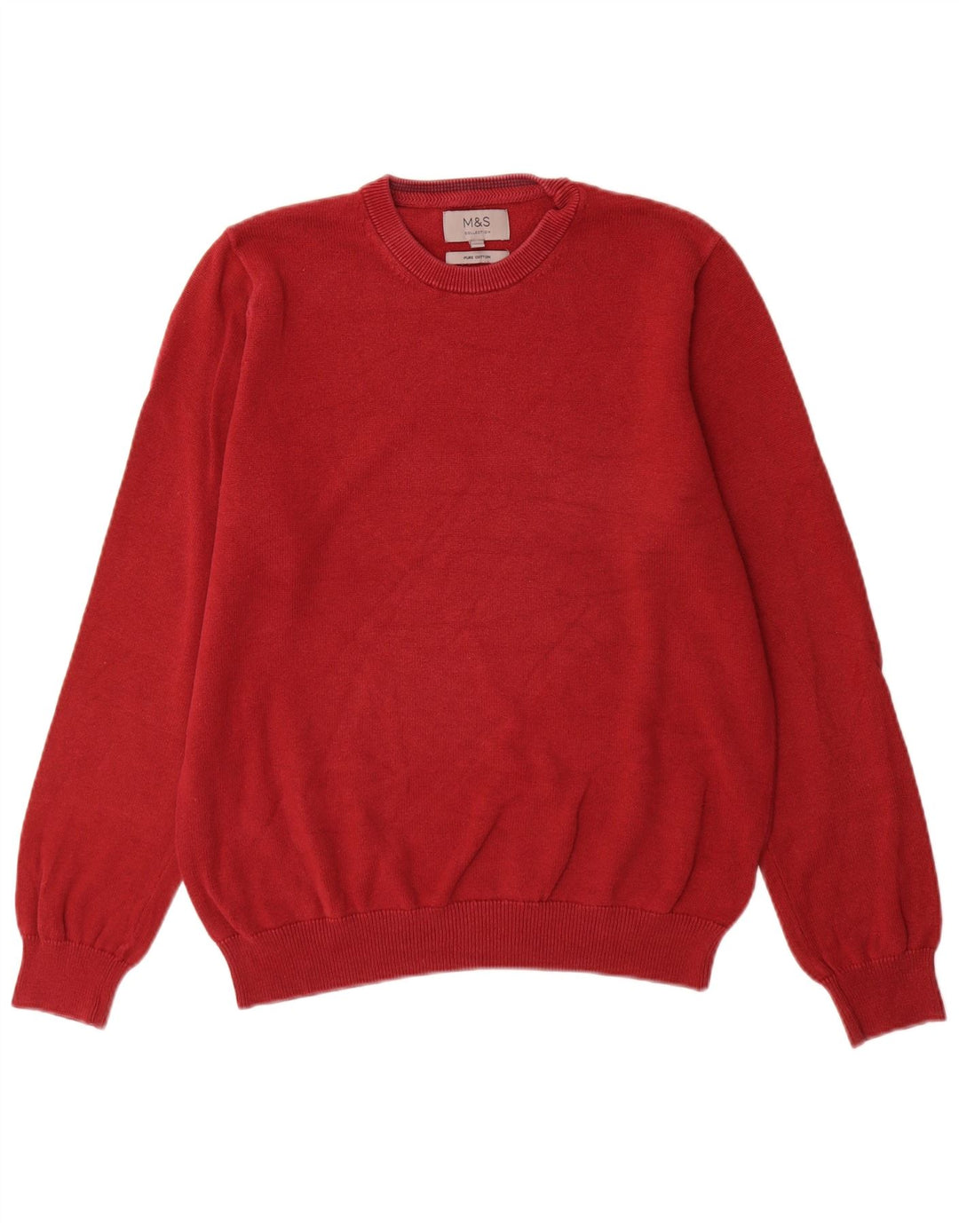 Marks & Spencer Herre sweater med rund hals, medium rød bomuld