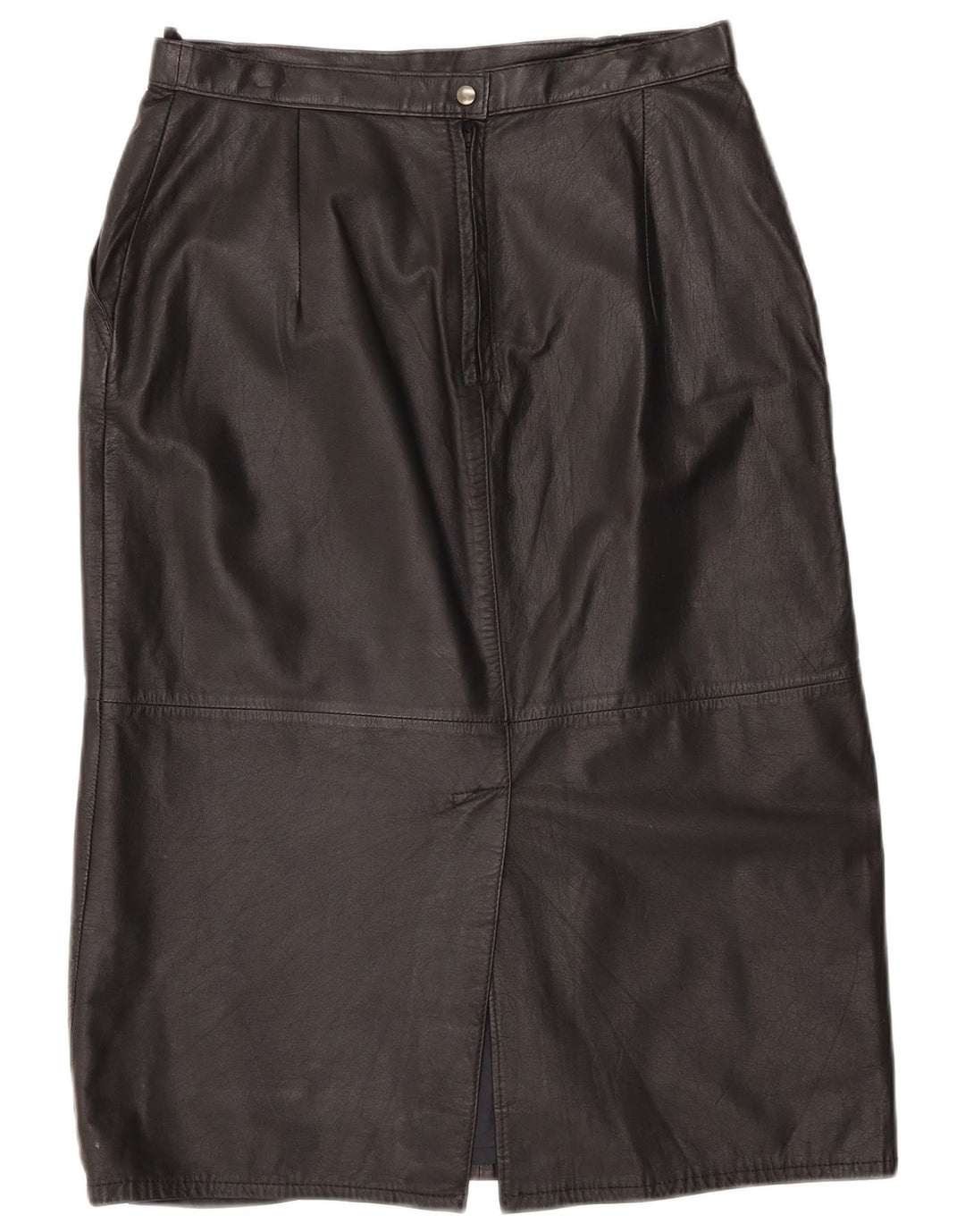 Vintage kvinders højtaljede lædernederdel UK 16 Large W30 Black