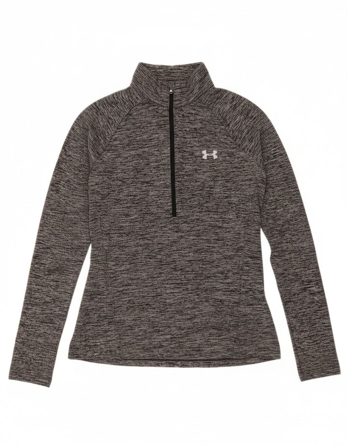 UNDER ARMOUR Womens Heat Gear Pullover Tracksuit Top UK 10 Small Grey