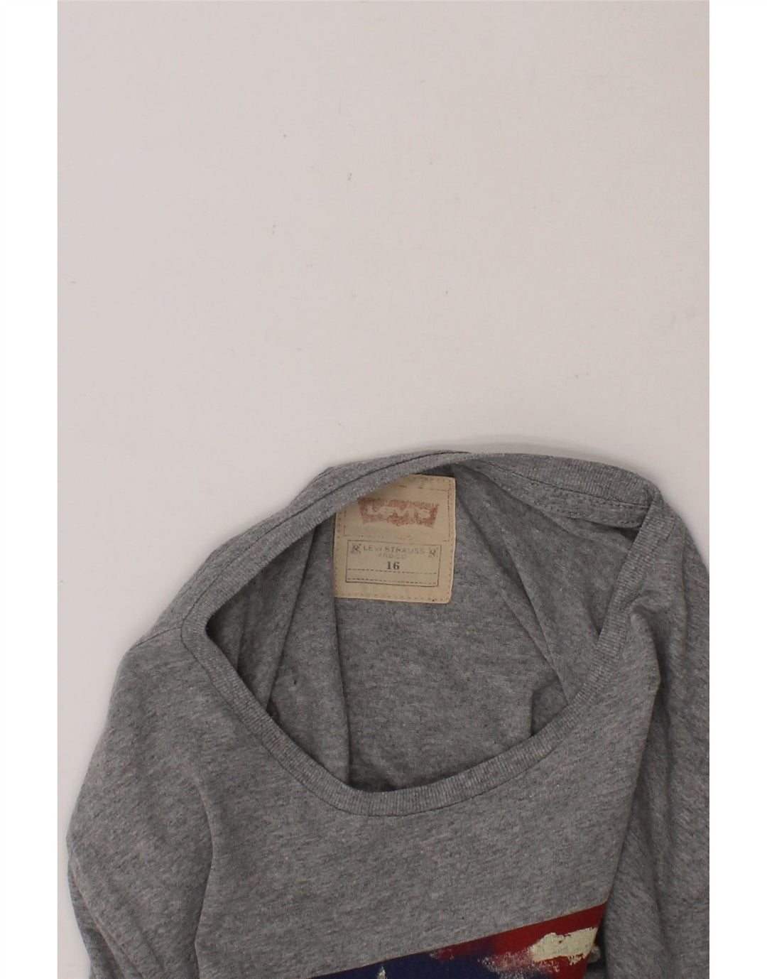 LEVI'S Boys Graphic Top Long Sleeve 15-16 Years Grey Cotton Vintage Levi's and Second-Hand Levi's from Messina Hembry 