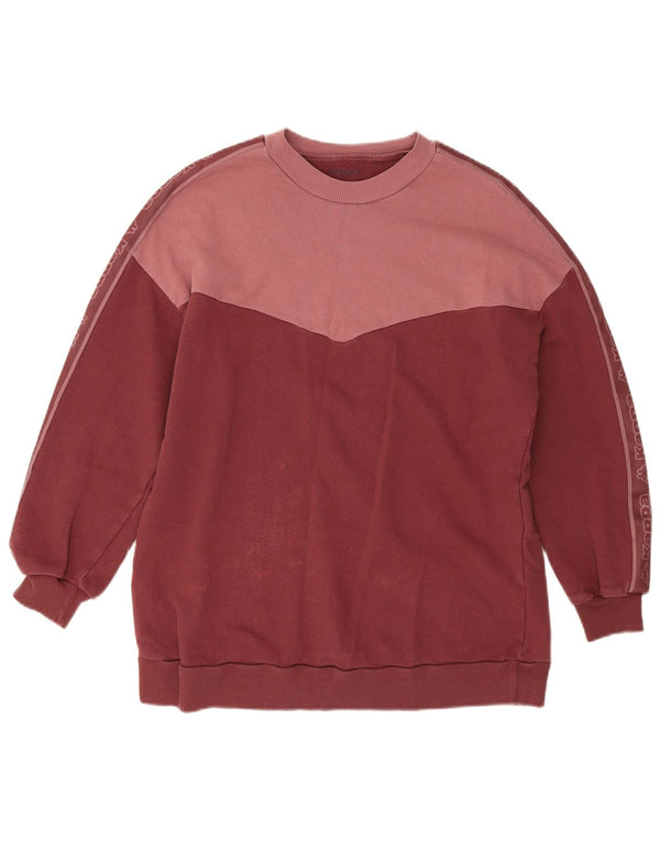 Kappa Dame Grafisk Sweatshirt Jumper UK 10 Small Burgundy Colourblock