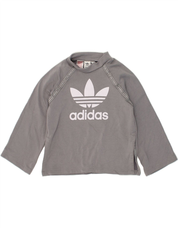 ADIDAS Boys Graphic Sweatshirt Jumper 11-12 Years Grey Polyester | Vintage Adidas | Thrift | Second-Hand Adidas | Used Clothing | Messina Hembry 