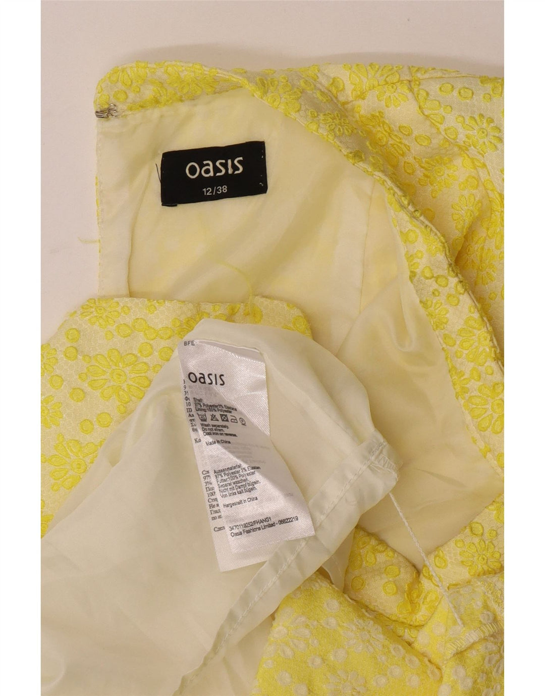 Oasis Womens Ærmeløs Skede Kjole UK 12 Medium Yellow Floral Polyester