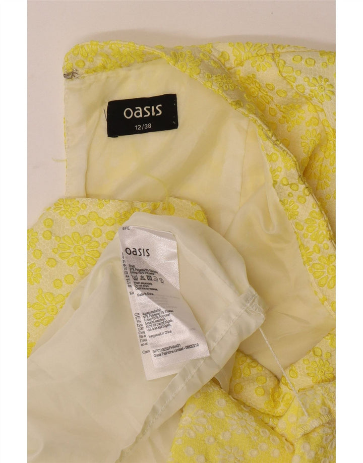 Oasis Womens Ærmeløs Skede Kjole UK 12 Medium Yellow Floral Polyester