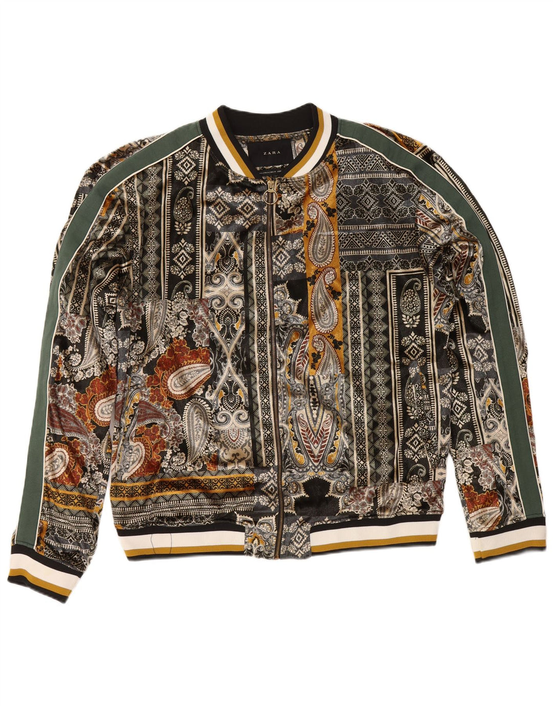 Zara Womens Bomber Jacket UK 18 XL Flerfarvet Paisley Polyester