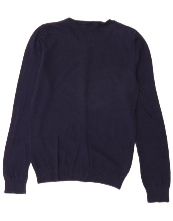 BENETTON Pige Cardigan Sweater 13-14 År 3XL Marineblå Bomuld