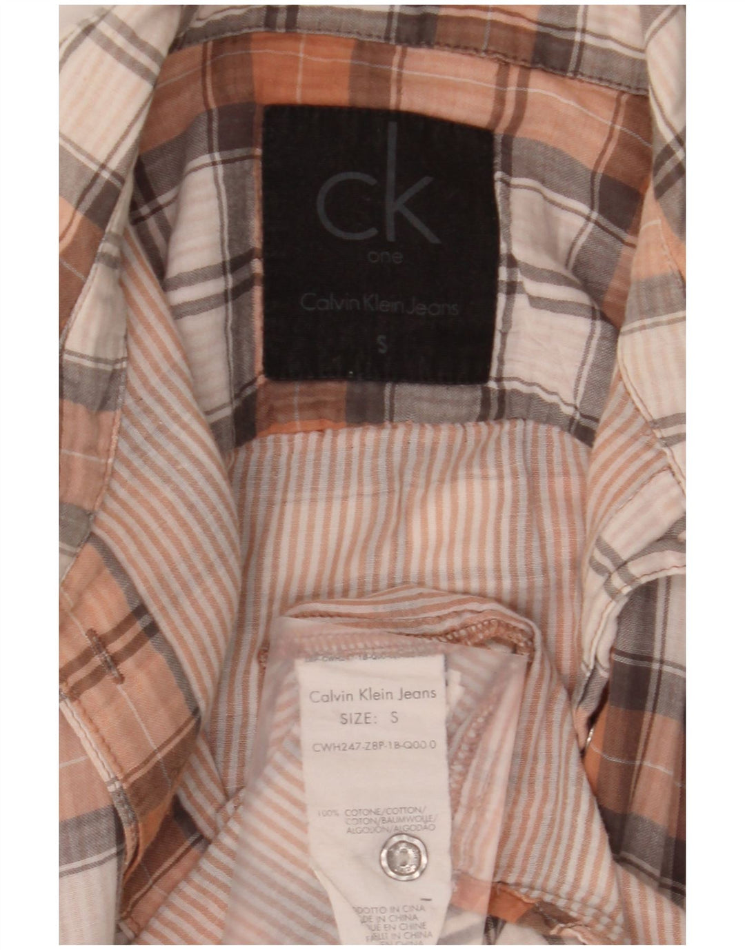Calvin Klein Jeans Dameskjorte UK 10 Lille flerfarvet ternet bomuld