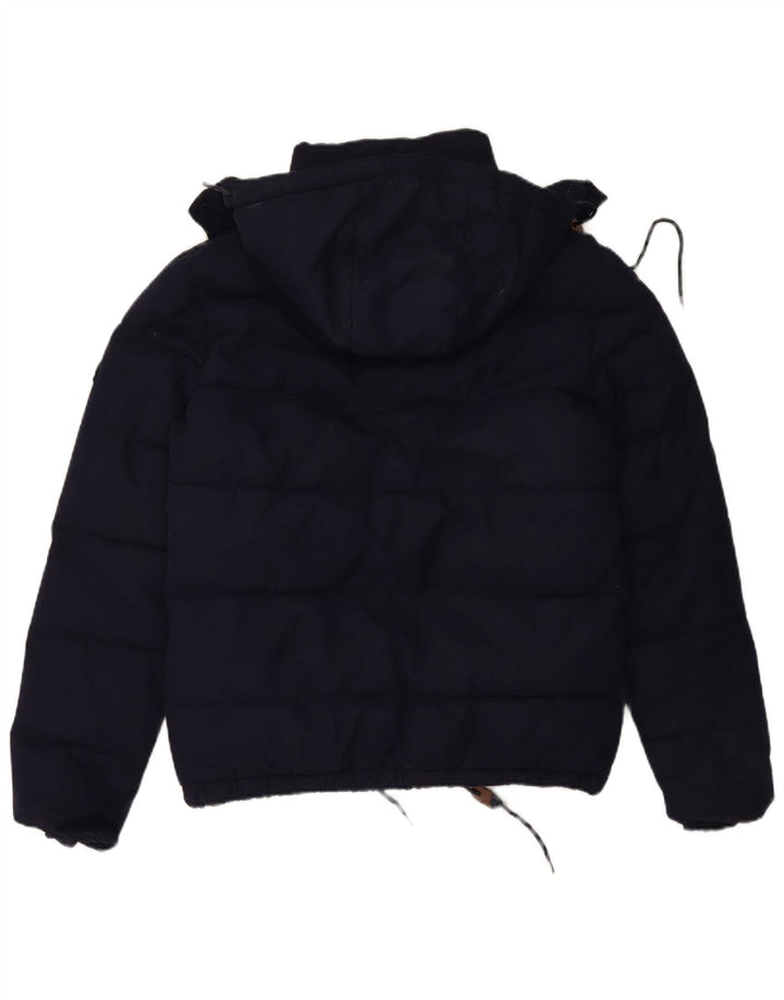 Superdry Polstret jakke med hætte til mænd UK 38 Mellem marineblå polyester