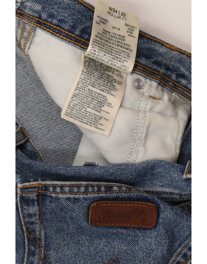 Wrangler Herre Regular Fit Straight Jeans W34 L32 Blå Bomuld