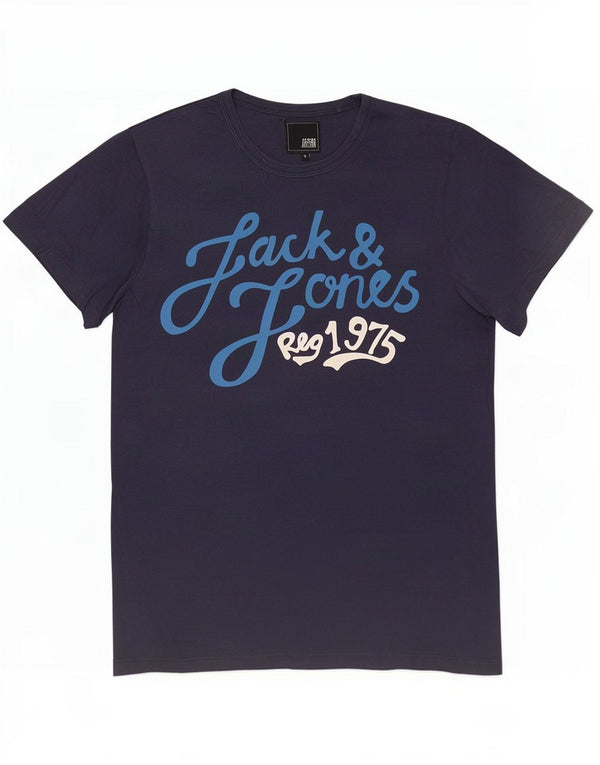 Jack & Jones Mens Graphic T-Shirt Top Small Navy Blue