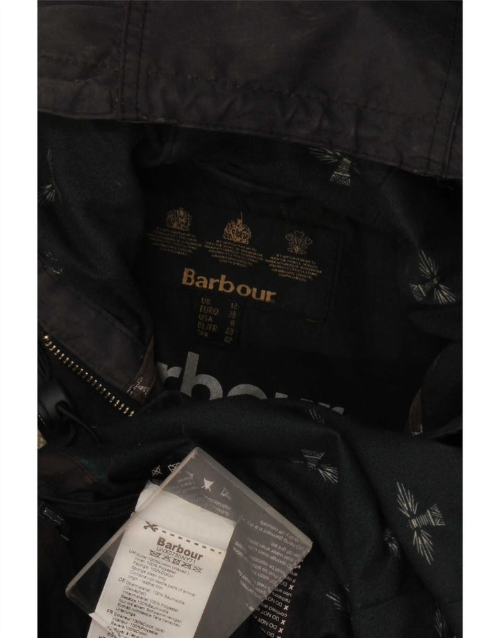 Barbour Dame Hætte Vokset Parkajakke UK 12 Medium Navy Blue