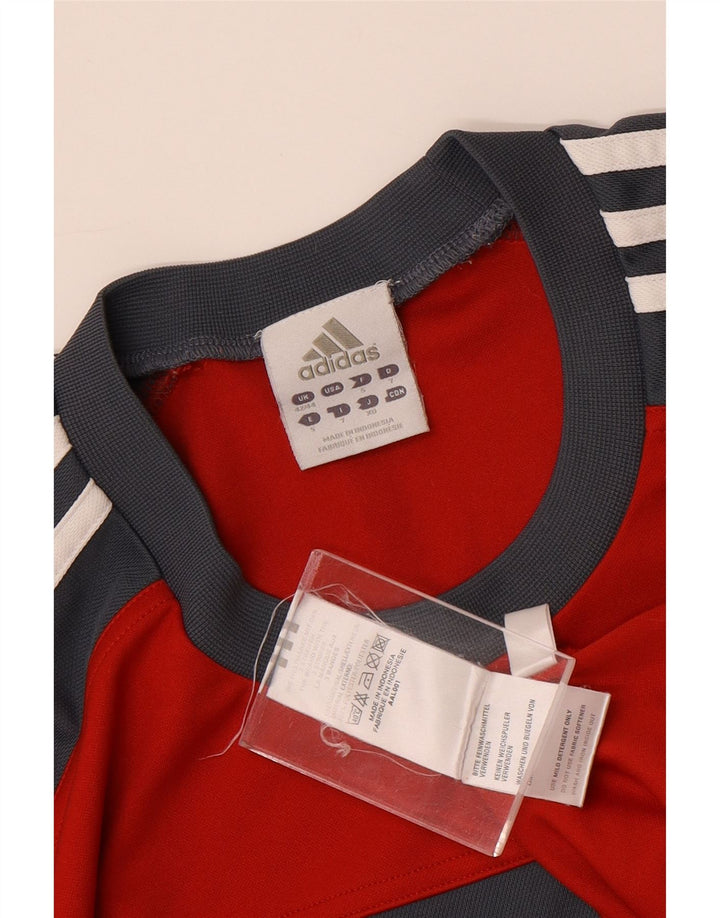ADIDAS Herre T-Shirt Top UK 42/44 Stor Rød Colourblock Polyester