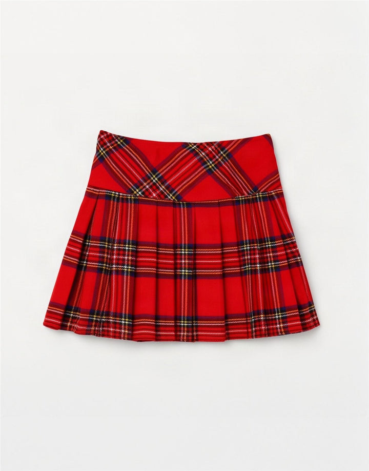 Vintage Kvinders Mini Wrap Nederdel EU 36 Lille W32 Rød Plaid Akryl